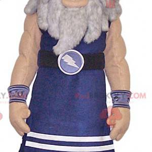 Blauwe Viking krijger mascotte. Warrior kostuum - Redbrokoly.com